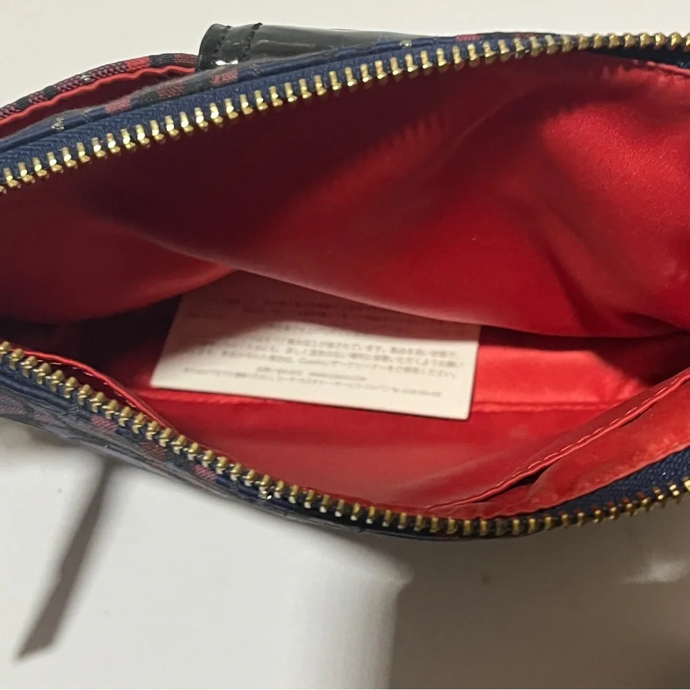 Coach Signature Blue Red Tartan Plaid Crossbody Handbag Purse